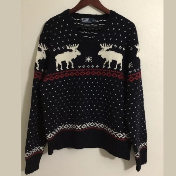 Mens Polo Ralph Lauren Moose Sweater L 